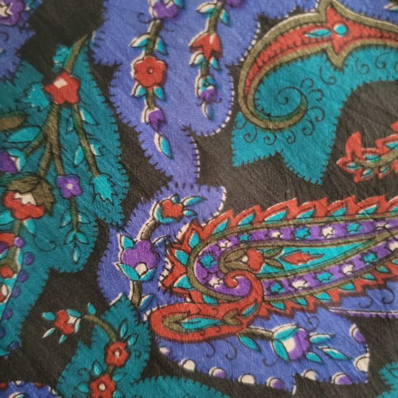 Die Krawatte Black and Teal Paisley Print Silk Tie 56.5 x 3.5 - Picture 9 of 9